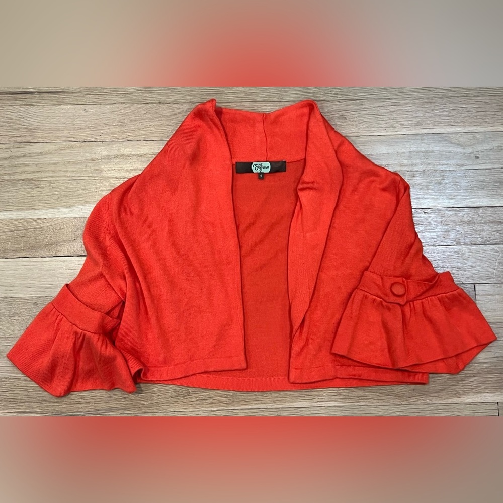 Anthropologie Eva Franco Orange Knit Cropped Cardigan Top 4